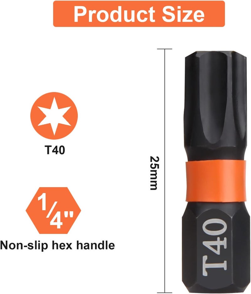 BAIDETS Pro T40 Bit Assortment - Screwdriver Bits Set 20Pcs, 25mm Length, Torx Screwdriver Bit, 1/4 Inch Hex Shank, with Storage Box - Image 2